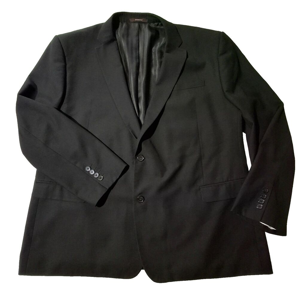 Vitarelli 54 R Mens Suit Coat w Orange Contrast Piping Double Vented Notch Lapel